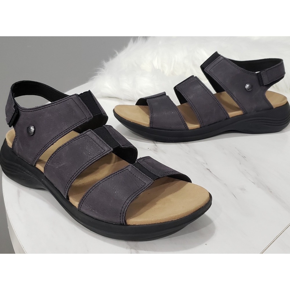 NEW NO BOX SIZE 12  Kuru CODA Muse Women's Sandal JET BLACK ANKLE STRAP OPEN TOE
